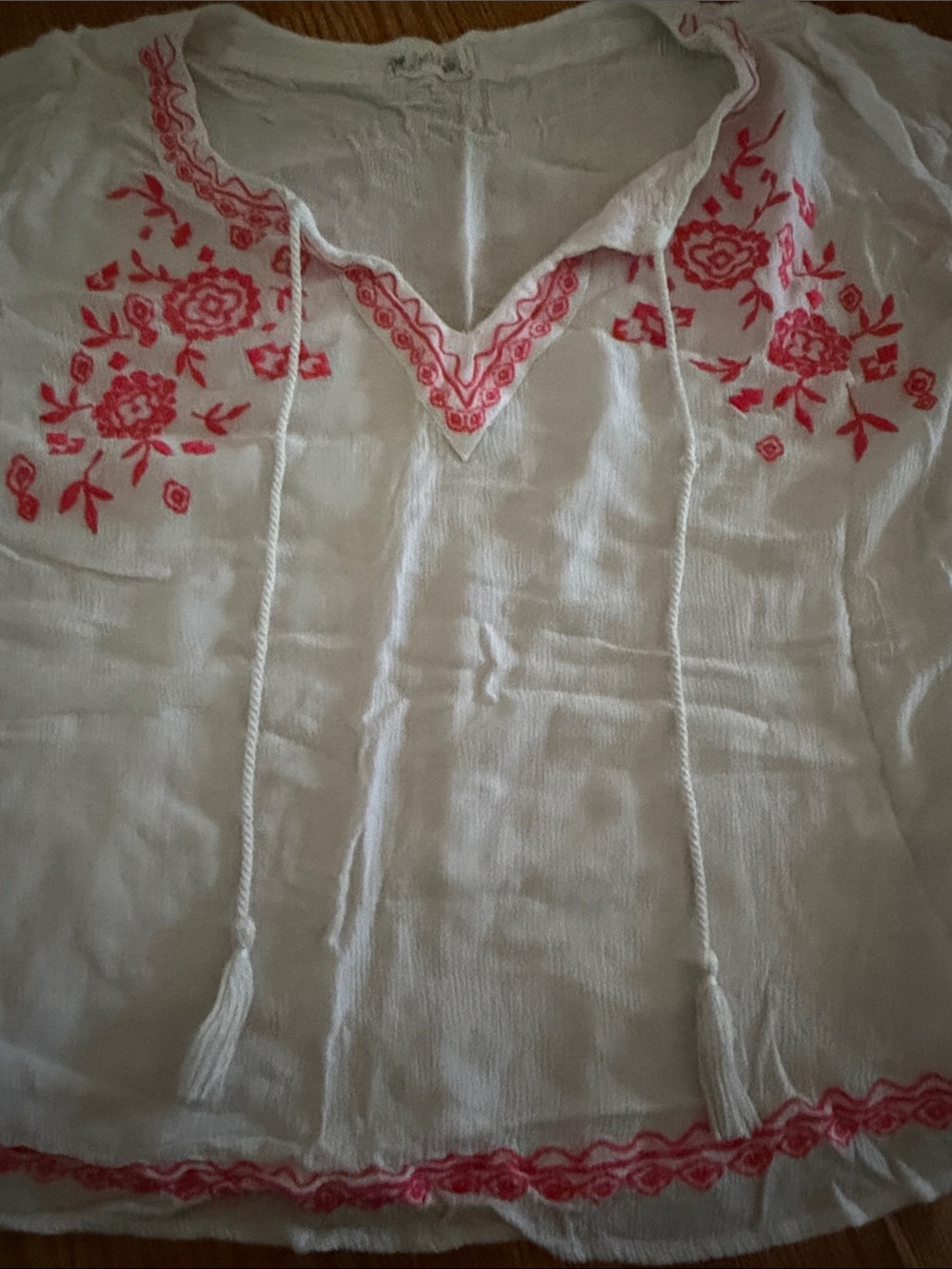Spoiled Cream Textured Knit Top with Subtle Embroidery
